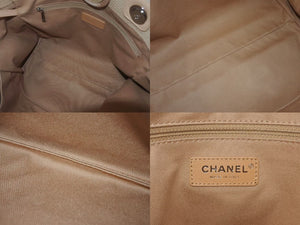Very Good Condition CHANEL Deauville MM Chain Tote Tote Bag Coco Mark IC Canvas Leather Silver Hardware Used 4b001131