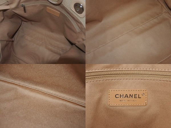 Very Good Condition CHANEL Deauville MM Chain Tote Tote Bag Coco Mark IC Canvas Leather Silver Hardware Used 4b001131