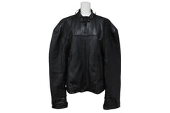BALENCIAGA バレンシアガ グレイニーソフトバッファロースキン レザージャケット 768749 ブラック 牛革 コットン キュプラ サイズ2 極美品 中古 65809