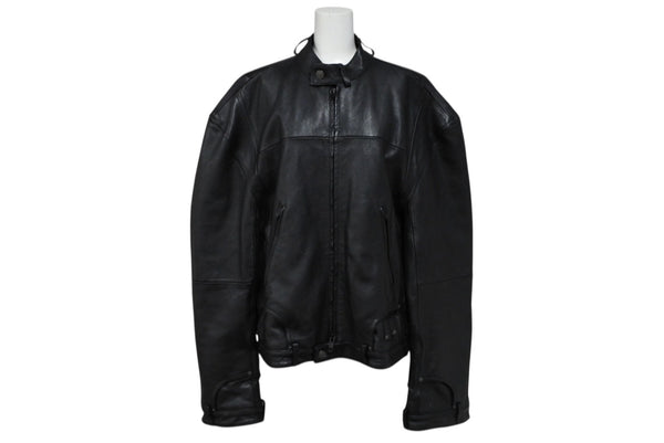 BALENCIAGA バレンシアガ グレイニーソフトバッファロースキン レザージャケット 768749 ブラック 牛革 コットン キュプラ サイズ2 極美品 中古 65809