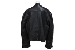 BALENCIAGA バレンシアガ グレイニーソフトバッファロースキン レザージャケット 768749 ブラック 牛革 コットン キュプラ サイズ2 極美品 中古 65809