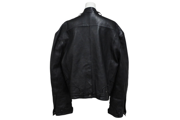 BALENCIAGA バレンシアガ グレイニーソフトバッファロースキン レザージャケット 768749 ブラック 牛革 コットン キュプラ サイズ2 極美品 中古 65809