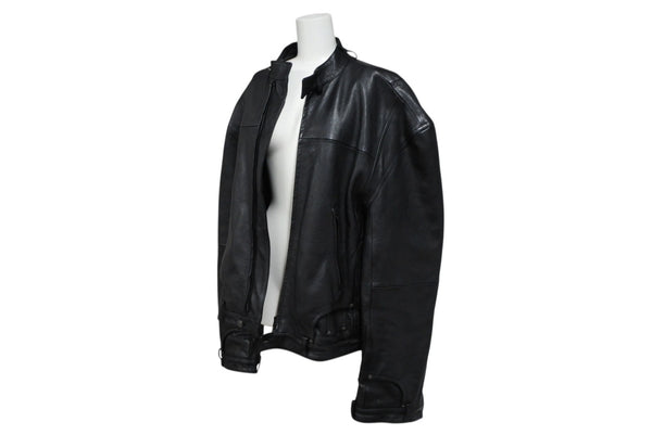 BALENCIAGA バレンシアガ グレイニーソフトバッファロースキン レザージャケット 768749 ブラック 牛革 コットン キュプラ サイズ2 極美品 中古 65809