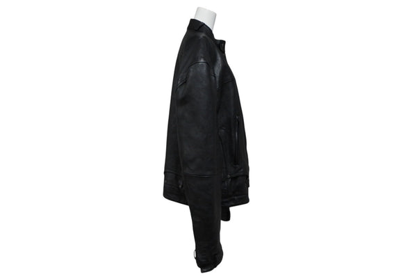 BALENCIAGA バレンシアガ グレイニーソフトバッファロースキン レザージャケット 768749 ブラック 牛革 コットン キュプラ サイズ2 極美品 中古 65809