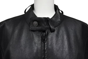 BALENCIAGA バレンシアガ グレイニーソフトバッファロースキン レザージャケット 768749 ブラック 牛革 コットン キュプラ サイズ2 極美品 中古 65809