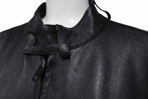 BALENCIAGA バレンシアガ グレイニーソフトバッファロースキン レザージャケット 768749 ブラック 牛革 コットン キュプラ サイズ2 極美品 中古 65809