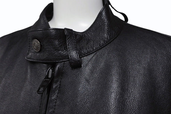 BALENCIAGA バレンシアガ グレイニーソフトバッファロースキン レザージャケット 768749 ブラック 牛革 コットン キュプラ サイズ2 極美品 中古 65809