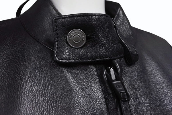 BALENCIAGA バレンシアガ グレイニーソフトバッファロースキン レザージャケット 768749 ブラック 牛革 コットン キュプラ サイズ2 極美品 中古 65809
