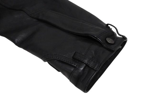 BALENCIAGA バレンシアガ グレイニーソフトバッファロースキン レザージャケット 768749 ブラック 牛革 コットン キュプラ サイズ2 極美品 中古 65809
