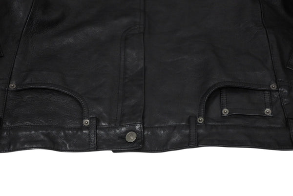 BALENCIAGA バレンシアガ グレイニーソフトバッファロースキン レザージャケット 768749 ブラック 牛革 コットン キュプラ サイズ2 極美品 中古 65809