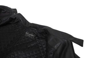 BALENCIAGA バレンシアガ グレイニーソフトバッファロースキン レザージャケット 768749 ブラック 牛革 コットン キュプラ サイズ2 極美品 中古 65809