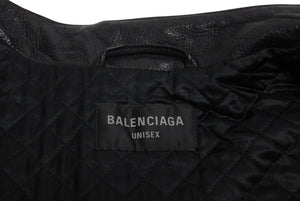 BALENCIAGA バレンシアガ グレイニーソフトバッファロースキン レザージャケット 768749 ブラック 牛革 コットン キュプラ サイズ2 極美品 中古 65809