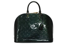 Load image into Gallery viewer, 新品同様 LOUIS VUITTON ルイヴィトン アルマGM ハンドバッグ M91612 モノグラム ヴェルニ ブルーニュイ ゴールド金具 中古 4b011391