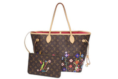 新品未使用 LOUIS VUITTON ルイヴィトン モノグラム LV × TM ネヴァーフルMM トートバッグ M13271 村上隆 ブラウン ゴールド金具 中古 4b011456