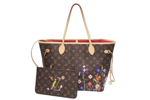 新品未使用 LOUIS VUITTON ルイヴィトン モノグラム LV × TM ネヴァーフルMM トートバッグ M13271 村上隆 ブラウン ゴールド金具 中古 4b011456