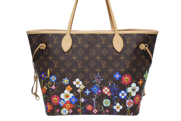新品未使用 LOUIS VUITTON ルイヴィトン モノグラム LV × TM ネヴァーフルMM トートバッグ M13271 村上隆 ブラウン ゴールド金具 中古 4b011456