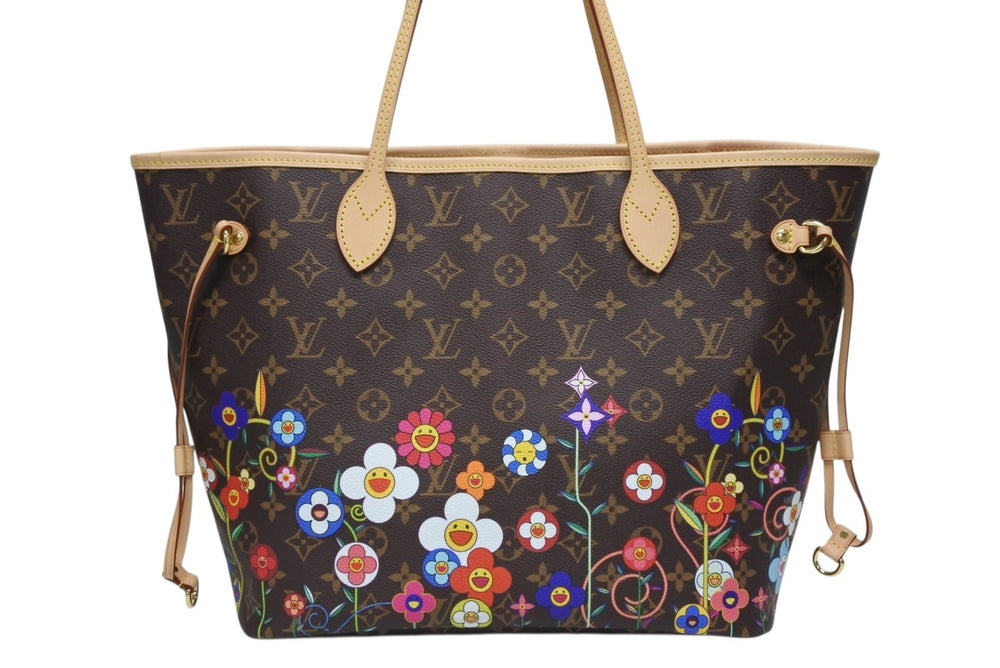 新品未使用 LOUIS VUITTON ルイヴィトン モノグラム LV × TM ネヴァーフルMM トートバッグ M13271 村上隆 ブラウン ゴールド金具 中古 4b011456