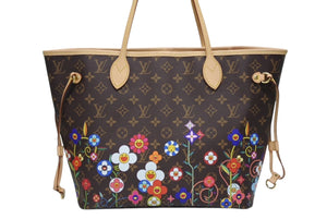 新品未使用 LOUIS VUITTON ルイヴィトン モノグラム LV × TM ネヴァーフルMM トートバッグ M13271 村上隆 ブラウン ゴールド金具 中古 4b011456