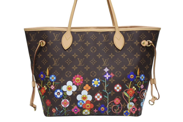 新品未使用 LOUIS VUITTON ルイヴィトン モノグラム LV × TM ネヴァーフルMM トートバッグ M13271 村上隆 ブラウン ゴールド金具 中古 4b011456