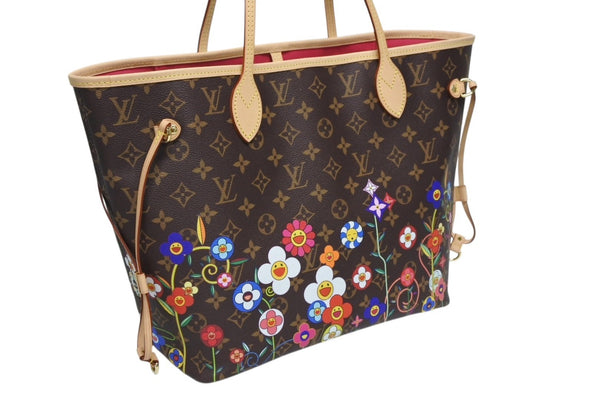新品未使用 LOUIS VUITTON ルイヴィトン モノグラム LV × TM ネヴァーフルMM トートバッグ M13271 村上隆 ブラウン ゴールド金具 中古 4b011456