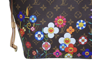 新品未使用 LOUIS VUITTON ルイヴィトン モノグラム LV × TM ネヴァーフルMM トートバッグ M13271 村上隆 ブラウン ゴールド金具 中古 4b011456