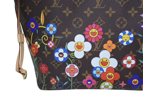 新品未使用 LOUIS VUITTON ルイヴィトン モノグラム LV × TM ネヴァーフルMM トートバッグ M13271 村上隆 ブラウン ゴールド金具 中古 4b011456