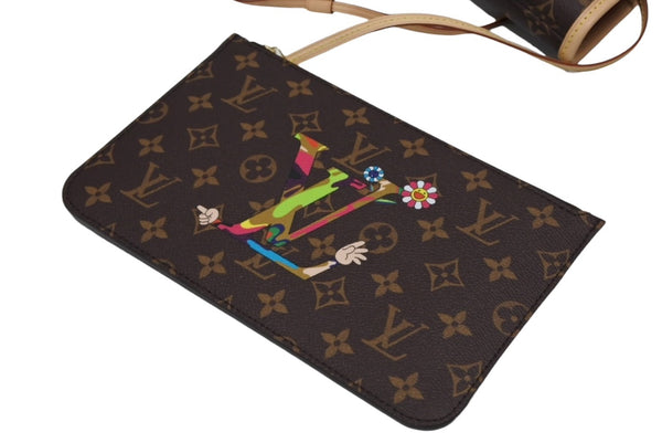 新品未使用 LOUIS VUITTON ルイヴィトン モノグラム LV × TM ネヴァーフルMM トートバッグ M13271 村上隆 ブラウン ゴールド金具 中古 4b011456