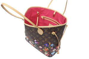 新品未使用 LOUIS VUITTON ルイヴィトン モノグラム LV × TM ネヴァーフルMM トートバッグ M13271 村上隆 ブラウン ゴールド金具 中古 4b011456
