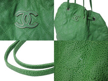 Load image into Gallery viewer, CHANEL シャネル ココマーク トートバッグ ハンドバッグ 18番台 キャビアスキン グリーン シルバー金具 美品 中古 4b001140
