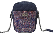 Load image into Gallery viewer, 極美品 CHANEL シャネル ショルダーバッグ 2.55 ブルー レッド デニム ツイード レザー 22番台 ブラック金具 中古 4b001143
