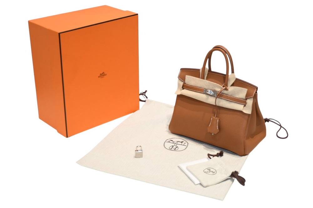 New and unused HERMES Birkin 25 handbag K stamp Togo gold silver hardware used 4b012213