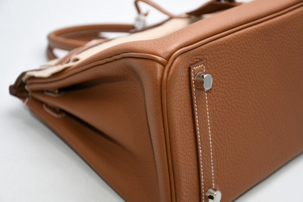 新品未使用 HERMES エルメス バーキン25 ハンドバッグ K刻印 トゴ ゴールド シルバー金具 中古 4b012213