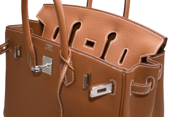 新品未使用 HERMES エルメス バーキン25 ハンドバッグ K刻印 トゴ ゴールド シルバー金具 中古 4b012213