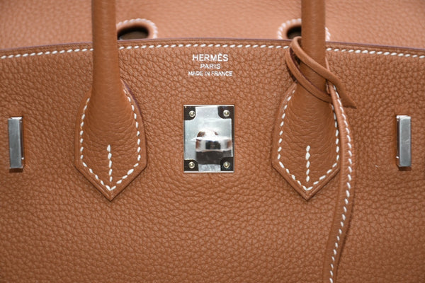 新品未使用 HERMES エルメス バーキン25 ハンドバッグ K刻印 トゴ ゴールド シルバー金具 中古 4b012213