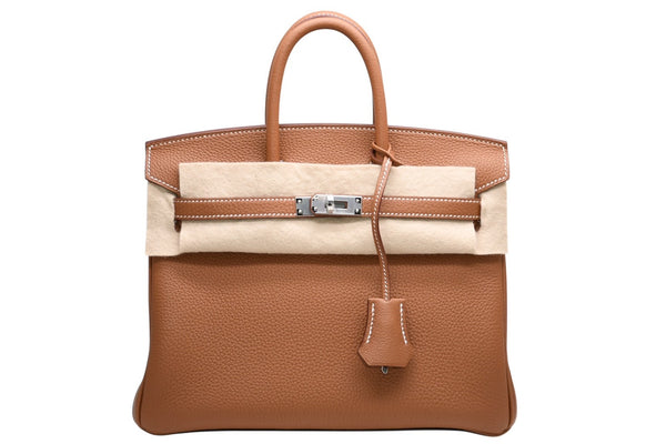 新品未使用 HERMES エルメス バーキン25 ハンドバッグ K刻印 トゴ ゴールド シルバー金具 中古 4b012213