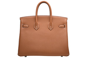 新品未使用 HERMES エルメス バーキン25 ハンドバッグ K刻印 トゴ ゴールド シルバー金具 中古 4b012213