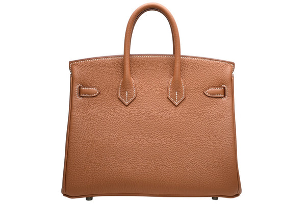 新品未使用 HERMES エルメス バーキン25 ハンドバッグ K刻印 トゴ ゴールド シルバー金具 中古 4b012213
