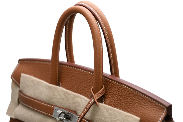 新品未使用 HERMES エルメス バーキン25 ハンドバッグ K刻印 トゴ ゴールド シルバー金具 中古 4b012213
