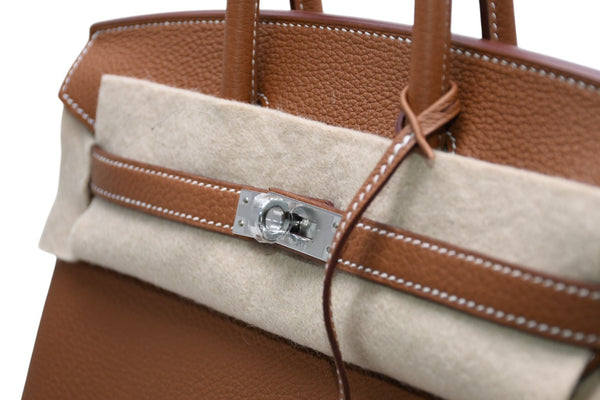 新品未使用 HERMES エルメス バーキン25 ハンドバッグ K刻印 トゴ ゴールド シルバー金具 中古 4b012213