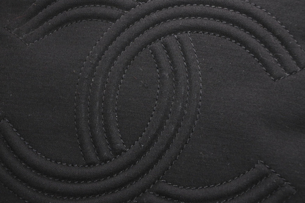 CHANEL Chain Handbag No. 9 Coco Mark Quilting Black Cotton Jersey Silver Hardware Good Condition Used 4b012447