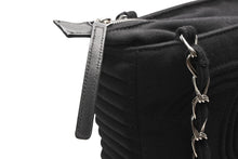 Load image into Gallery viewer, CHANEL シャネル チェーンハンドバッグ 9番台 ココマーク キルティング ブラック コットンジャージー シルバー金具 美品 中古 4b012447
