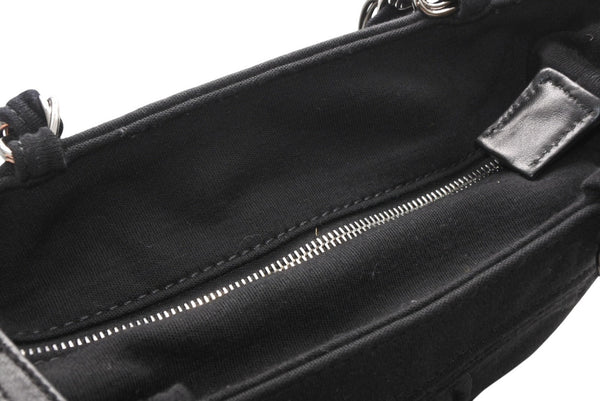 CHANEL シャネル チェーンハンドバッグ 9番台 ココマーク キルティング ブラック コットンジャージー シルバー金具 美品 中古 4b012447