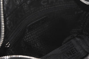 CHANEL シャネル チェーンハンドバッグ 9番台 ココマーク キルティング ブラック コットンジャージー シルバー金具 美品 中古 4b012447