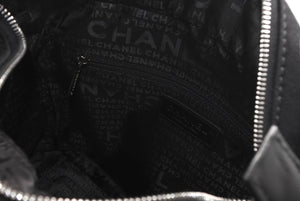 CHANEL シャネル チェーンハンドバッグ 9番台 ココマーク キルティング ブラック コットンジャージー シルバー金具 美品 中古 4b012447