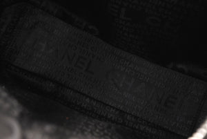 CHANEL シャネル チェーンハンドバッグ 9番台 ココマーク キルティング ブラック コットンジャージー シルバー金具 美品 中古 4b012447