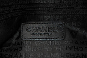 CHANEL シャネル チェーンハンドバッグ 9番台 ココマーク キルティング ブラック コットンジャージー シルバー金具 美品 中古 4b012447