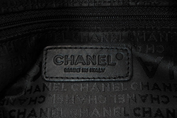 CHANEL シャネル チェーンハンドバッグ 9番台 ココマーク キルティング ブラック コットンジャージー シルバー金具 美品 中古 4b012447