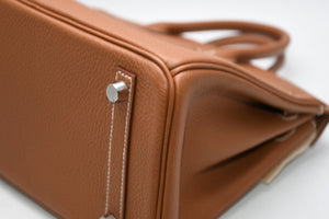 新品未使用 HERMES エルメス バーキン25 ハンドバッグ K刻印 トゴ ゴールド シルバー金具 中古 4b012213