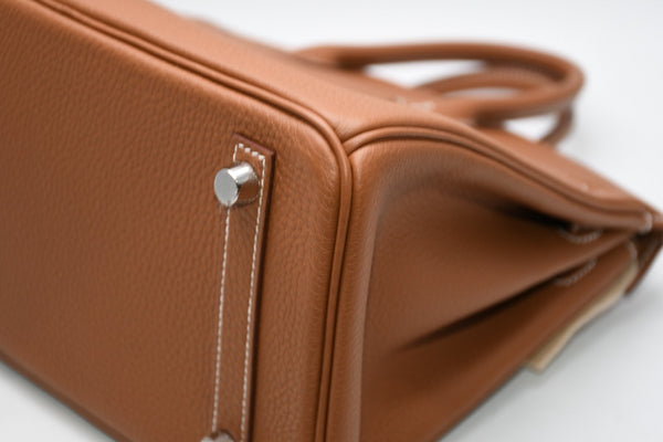 新品未使用 HERMES エルメス バーキン25 ハンドバッグ K刻印 トゴ ゴールド シルバー金具 中古 4b012213
