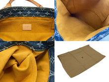 Load image into Gallery viewer, LOUIS VUITTON ルイヴィトン フラットショッパー ハンドバッグ M95018 モノグラム デニム ブルー ゴールド金具 美品 中古 4b011441